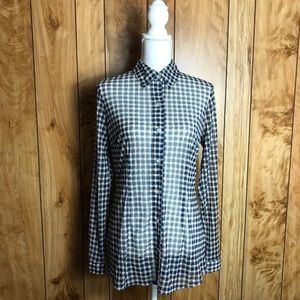 CAbi Sheer Checkered Long Sleeve Blouse #736